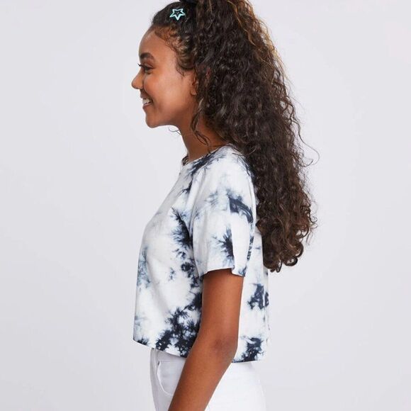 Sundown by Splendid black and white tie dye cropped tee shirt NWT size medium - Picture 2 of 13